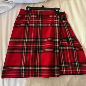 New York & Company Red Green Knee-Length A-Line Skirt